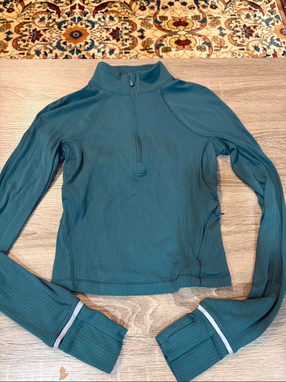 lululemon athletica Teal Ribbed Quarter-Zip Long Sleeve Top